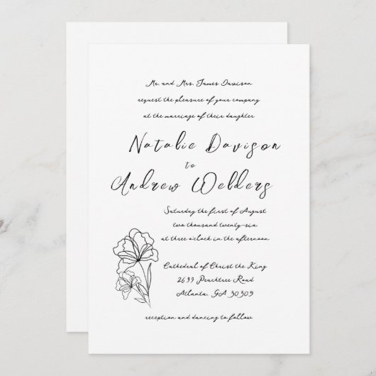 Elegant Modern Script bruiloft uitnodiging (Voorkant / Achterkant)