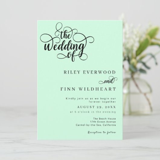 Elegant Modern Script bruiloft uitnodiging (Staand voorkant)