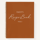 Elegant Modern Script Bruin Eenvoudig recept Notitieboek (Voorkant)