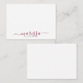 Elegant Modern Script Burgundy Monogram Naam Notitiekaartje (Voorkant / Achterkant)