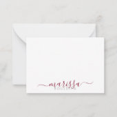 Elegant Modern Script Burgundy Monogram Naam Notitiekaartje (Voorkant)