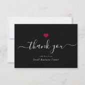 Elegant modern Script Chic Red Heart Business Bedankkaart (Voorkant)