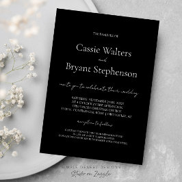 Elegant Modern Script Chique Zwart-wit bruiloft Kaart