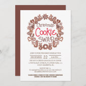 Elegant Modern Script Christmas Cookie Swap Party Kaart (Voorkant / Achterkant)
