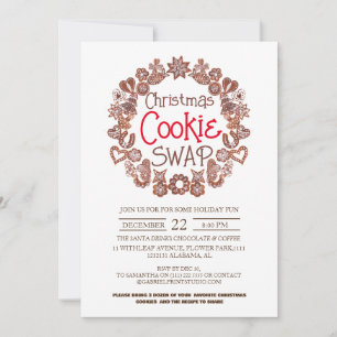 Elegant Modern Script Christmas Cookie Swap Party Kaart