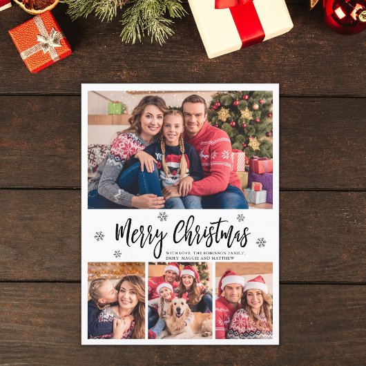 Elegant Modern Script Collage Vrolijk Kerstfeest Briefkaart