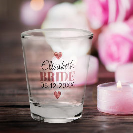 Elegant Modern Script Cute Glitter Hartjes Aangepa Shot Glas