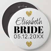 Elegant modern Script Cute Glitter Hearts Custom Ronde Button 6,0 Cm (Voorkant /achterkant)