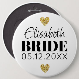 Elegant modern Script Cute Glitter Hearts Custom Ronde Button 6,0 Cm