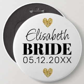 Elegant modern Script Cute Glitter Hearts Custom Ronde Button 6,0 Cm