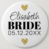 Elegant modern Script Cute Glitter Hearts Custom Ronde Button 6,0 Cm (Voorkant)