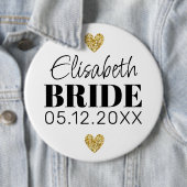 Elegant modern Script Cute Glitter Hearts Custom Ronde Button 6,0 Cm (In situ)