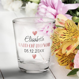 Elegant modern Script Cute Glitter Hearts Custom Shot Glas