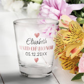 Elegant modern Script Cute Glitter Hearts Custom Shot Glas