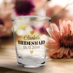 Elegant modern Script Cute Glitter Hearts Custom Shot Glas