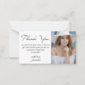 Elegant modern script dank u afstuderen foto notitiekaartje (Voorkant)