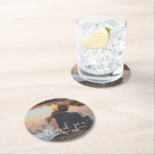 Elegant modern script Dank u trouwfoto Ronde Kartonnen Onderzetter (Insitu)