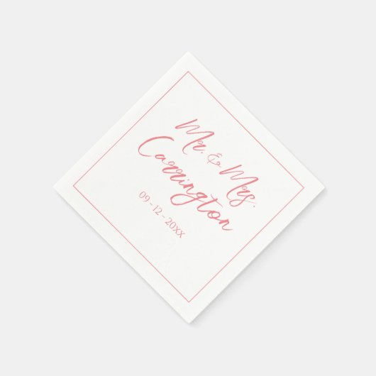 Elegant modern script de heer Mrs Pink Wedding Servet (Hoek)