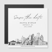 Elegant Modern Script Detroit Save the Date Magnet (Voorkant / Achterkant)