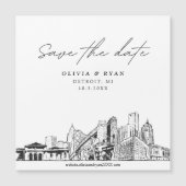 Elegant Modern Script Detroit Save the Date Magnet (Voorkant)