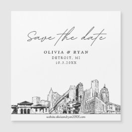 Elegant Modern Script Detroit Save the Date Magnet