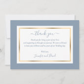 Elegant Modern Script Dusty Blue en Gold Bedankkaart (Voorkant)