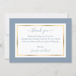 Elegant Modern Script Dusty Blue en Gold Bedankkaart