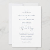 Elegant Modern Script Dusty Blue Wedding Kaart (Voorkant)