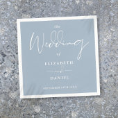 Elegant Modern Script Dusty Blue Wedding Servet