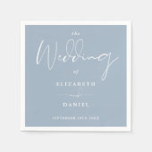 Elegant Modern Script Dusty Blue Wedding Servet (Voorkant)