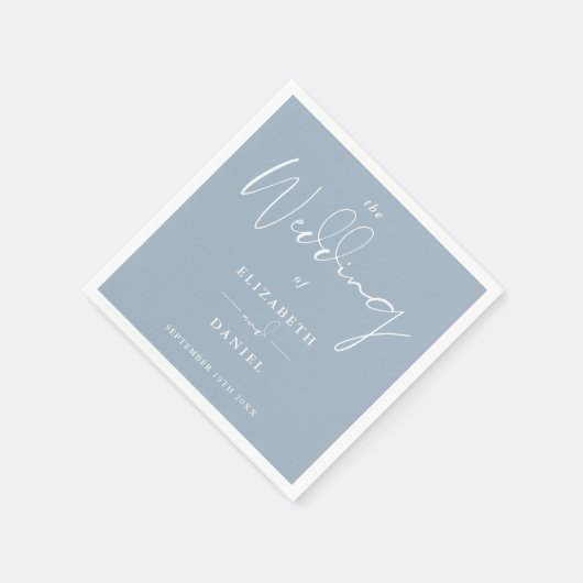 Elegant Modern Script Dusty Blue Wedding Servet (Hoek)