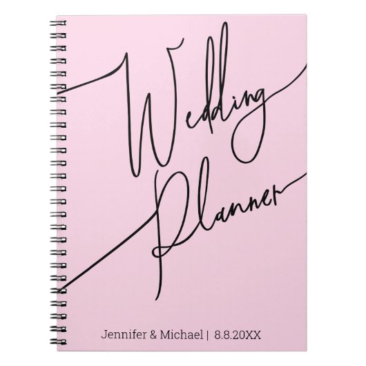 Elegant modern script Eenvoudige Weddingplanner Ro Notitieboek (Voorkant)