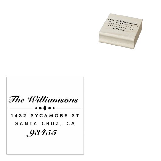 Elegant Modern Script Familienaam Retouradres Rubberstempel (Gestempeld)