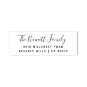 Elegant Modern Script Family Name Return Address Zelfinktende Stempel (Design)