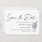 Elegant Modern Script Flowers Foto Weddenschap Save The Date (Voorkant)