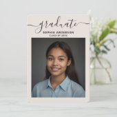 Elegant Modern Script Font Photo Graduation Party Kaart (Staand voorkant)