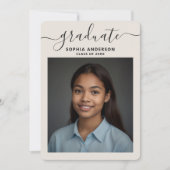 Elegant Modern Script Font Photo Graduation Party Kaart (Voorkant)