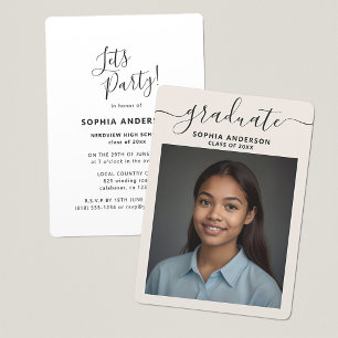 Elegant Modern Script Font Photo Graduation Party Kaart