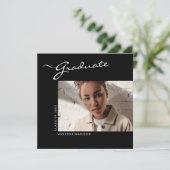 Elegant modern script | Foto-Afstuderen Aankondiging (Staand voorkant)