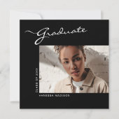 Elegant modern script | Foto-Afstuderen Aankondiging (Voorkant)