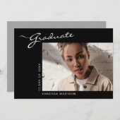 Elegant modern script | Foto-Afstuderen Aankondiging (Voorkant / Achterkant)