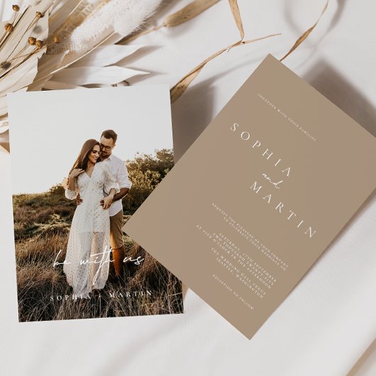 Elegant modern script Foto Classic Wedding Invita Kaart