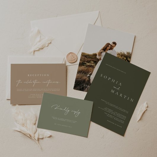 Elegant modern script Foto Classic Wedding Invita Kaart