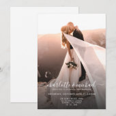 Elegant Modern Script Foto Classic Wedding Kaart (Voorkant / Achterkant)