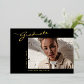Elegant Modern Script | Foto Grad aankondiging (Staand Voorkant)