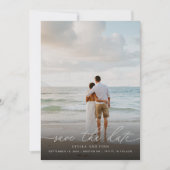Elegant Modern Script Foto Huwelijk Opslaan Datum Save The Date (Voorkant)