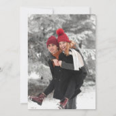 Elegant Modern Script Foto Sneeuw Winter Bruiloft Kaart (Achterkant)