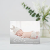 Elegant Modern Script Geboorteaankondiging briefka Briefkaart (Staand voorkant)