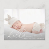 Elegant Modern Script Geboorteaankondiging briefka Briefkaart (Voorkant)