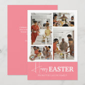 Elegant Modern Script Gelukkig Pasen familie foto Feestdagenkaart (Voorkant / Achterkant)